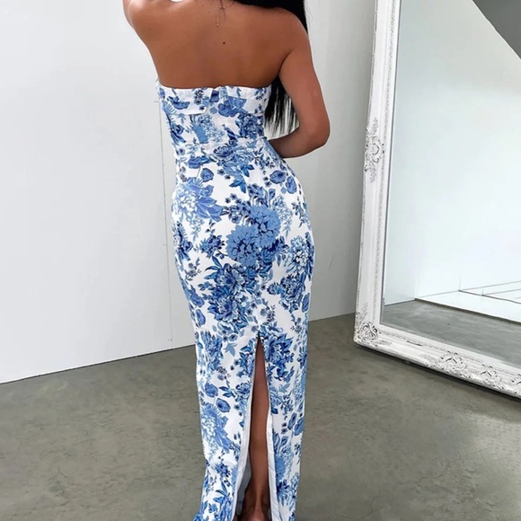 Multi Floral Split Long Dress - Picture 2 of 3